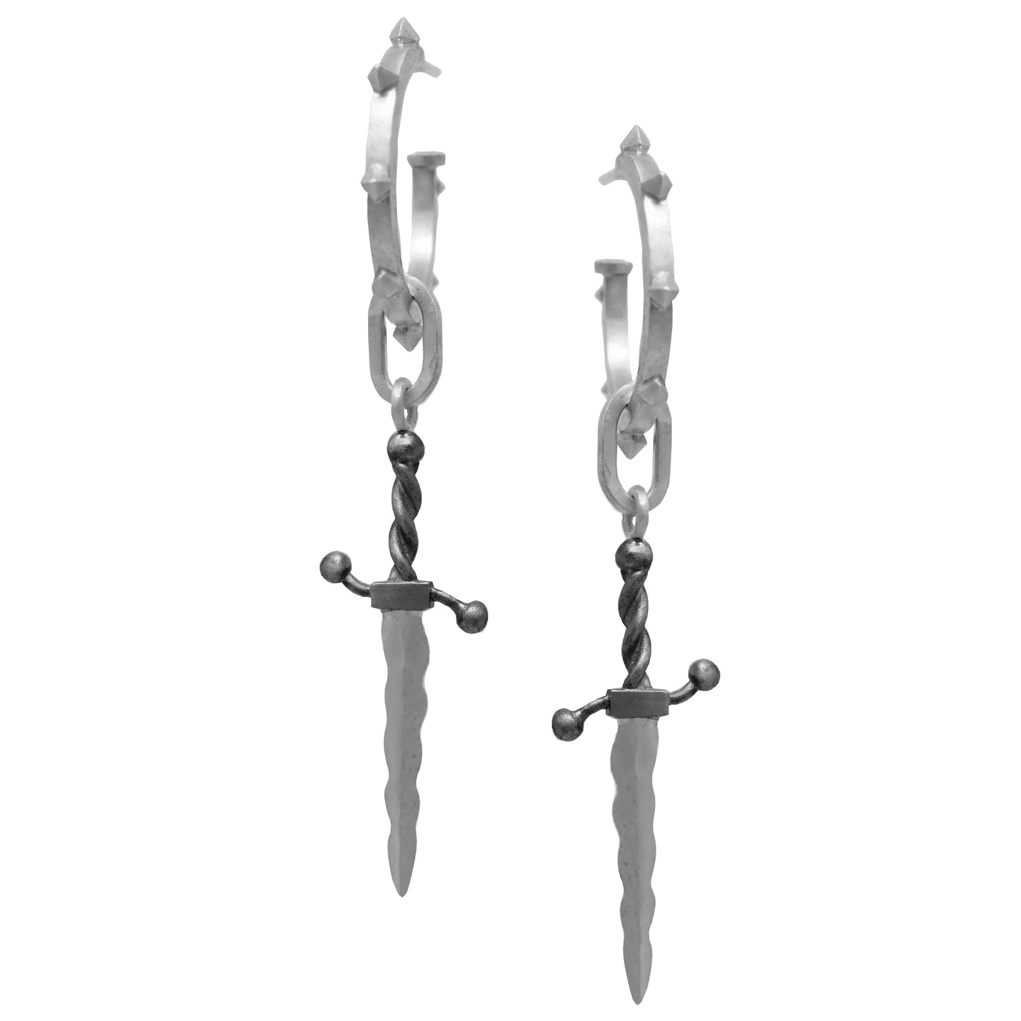 ROCCALE EARRINGS WITH WAVY DAGGERS by Morgaine Fraye
