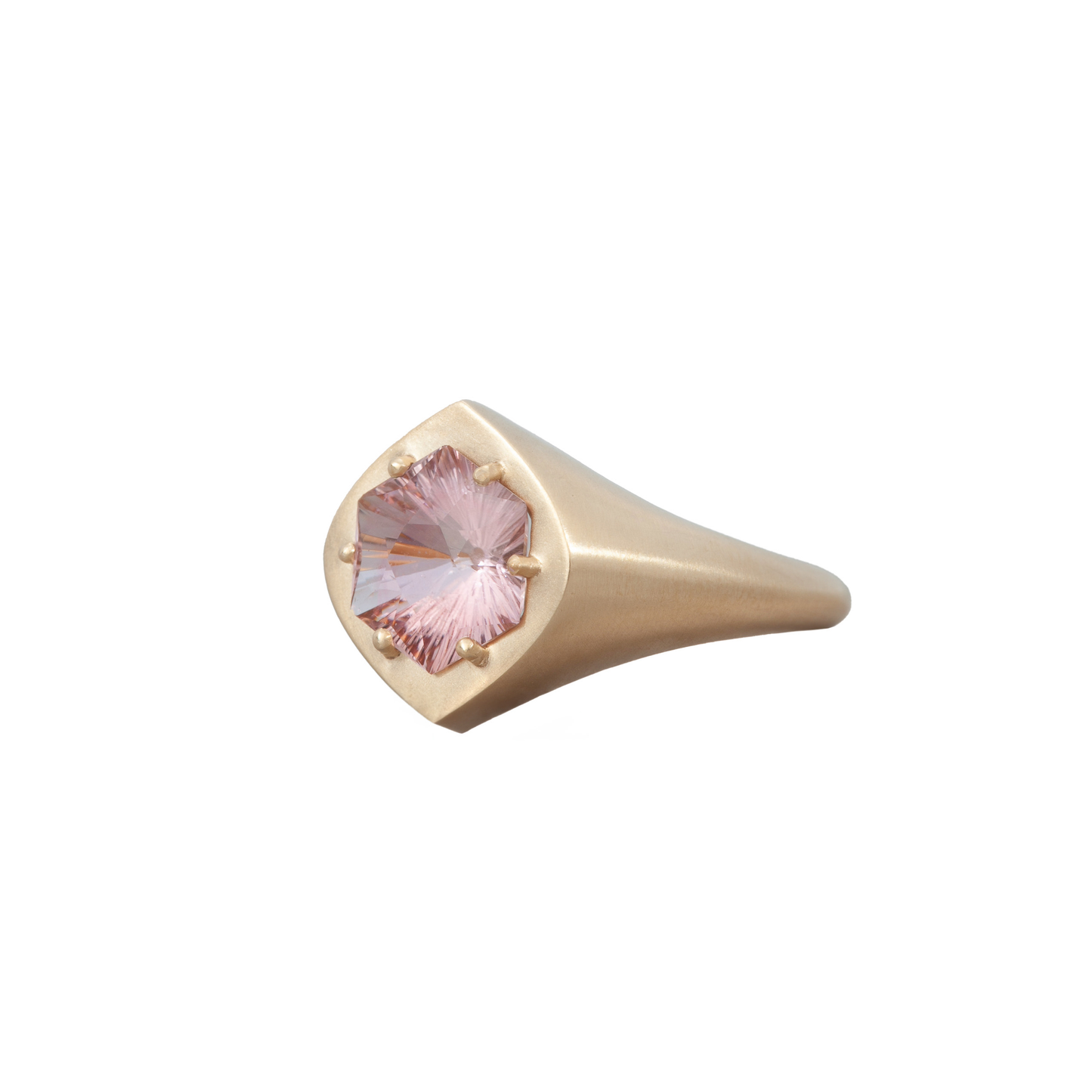14k Yellow Gold Pink Tourmaline Signet
