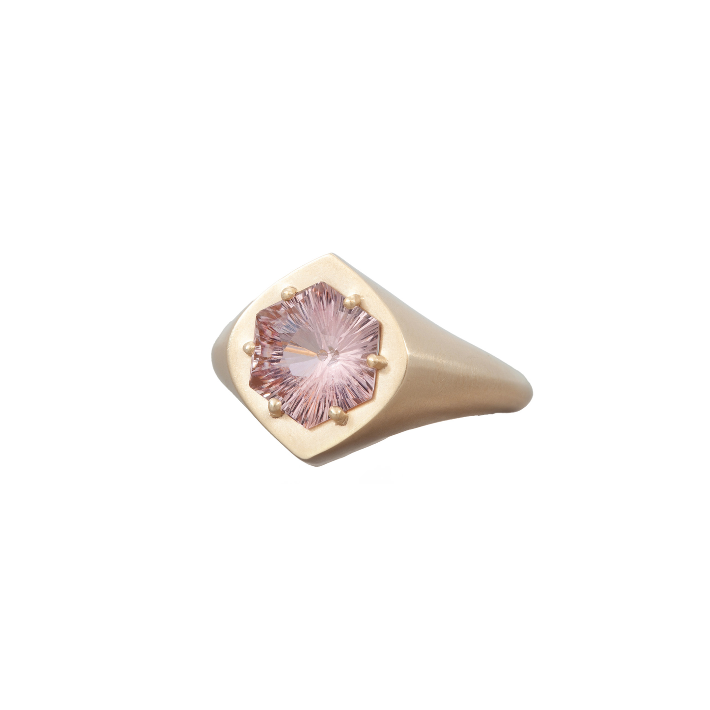 14k Yellow Gold Pink Tourmaline Signet