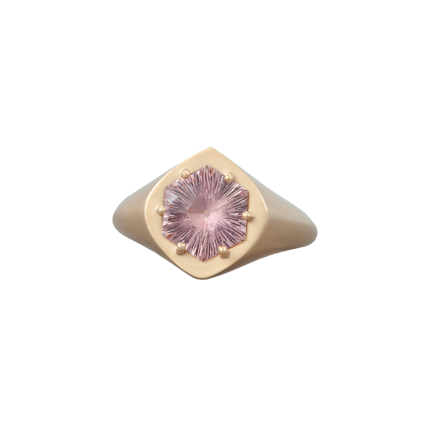 14k Yellow Gold Pink Tourmaline Signet