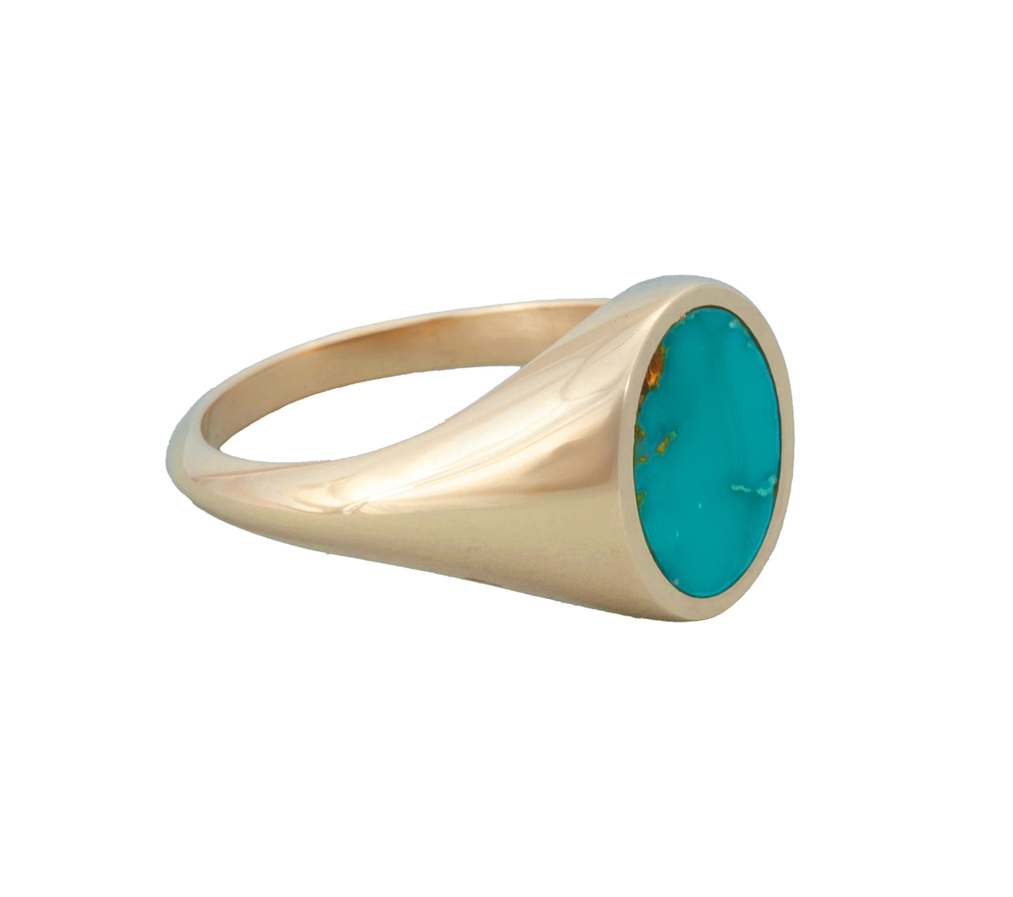 14k Yellow Gold Turquoise Signet Ring