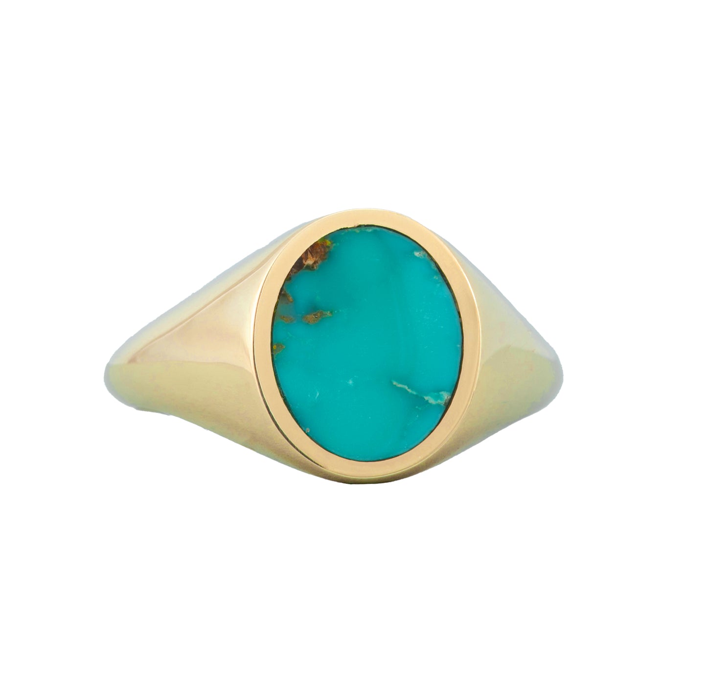14k Yellow Gold Turquoise Signet Ring