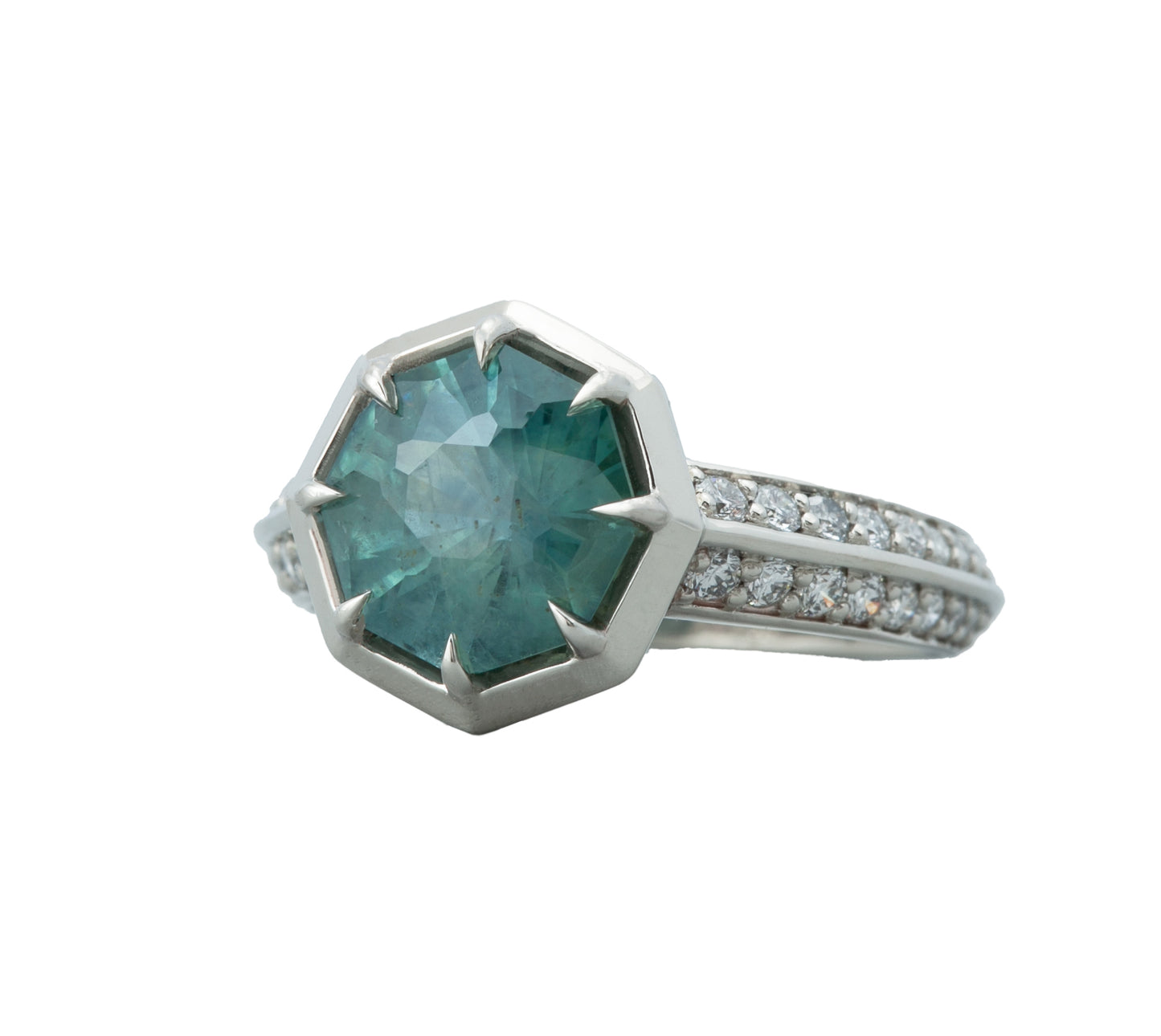3.28ct Teal Octagon Lucille Ring