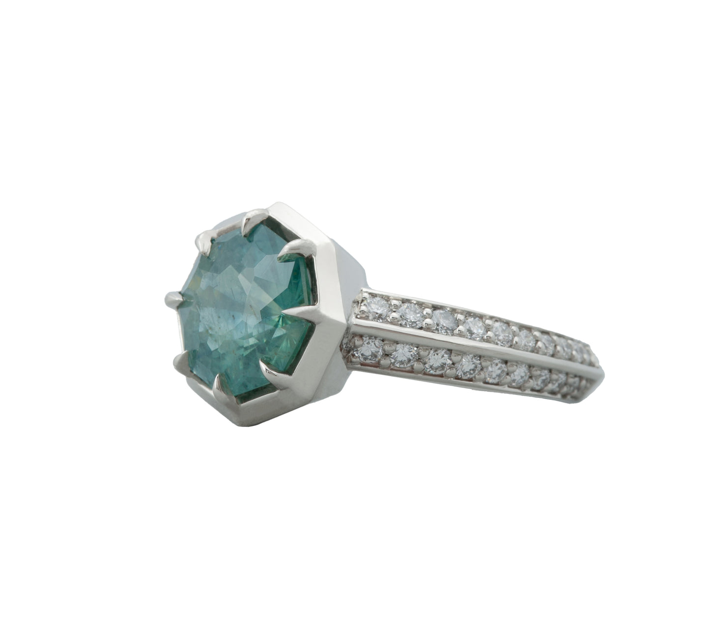 3.28ct Teal Octagon Lucille Ring