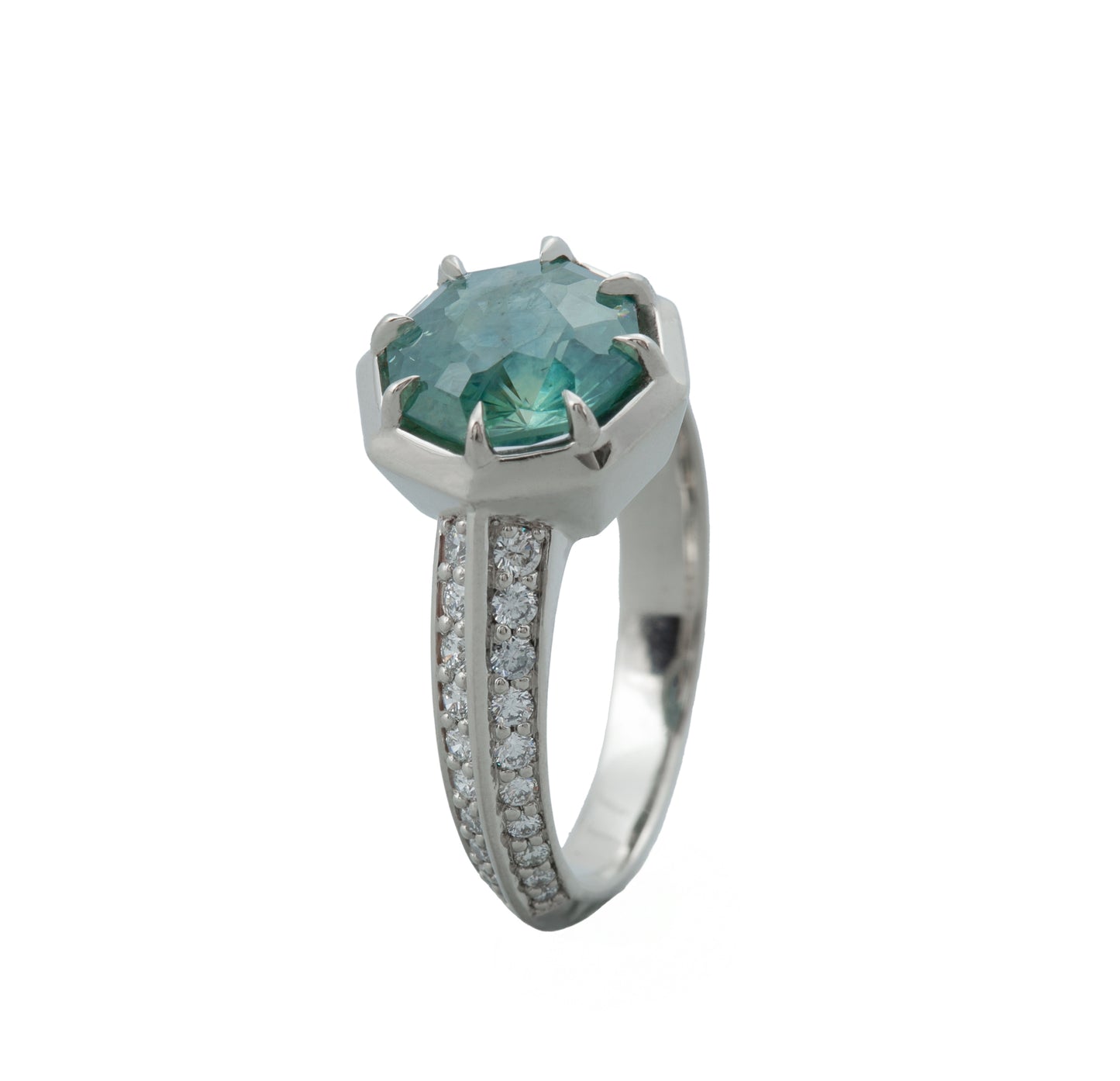 3.28ct Teal Octagon Lucille Ring