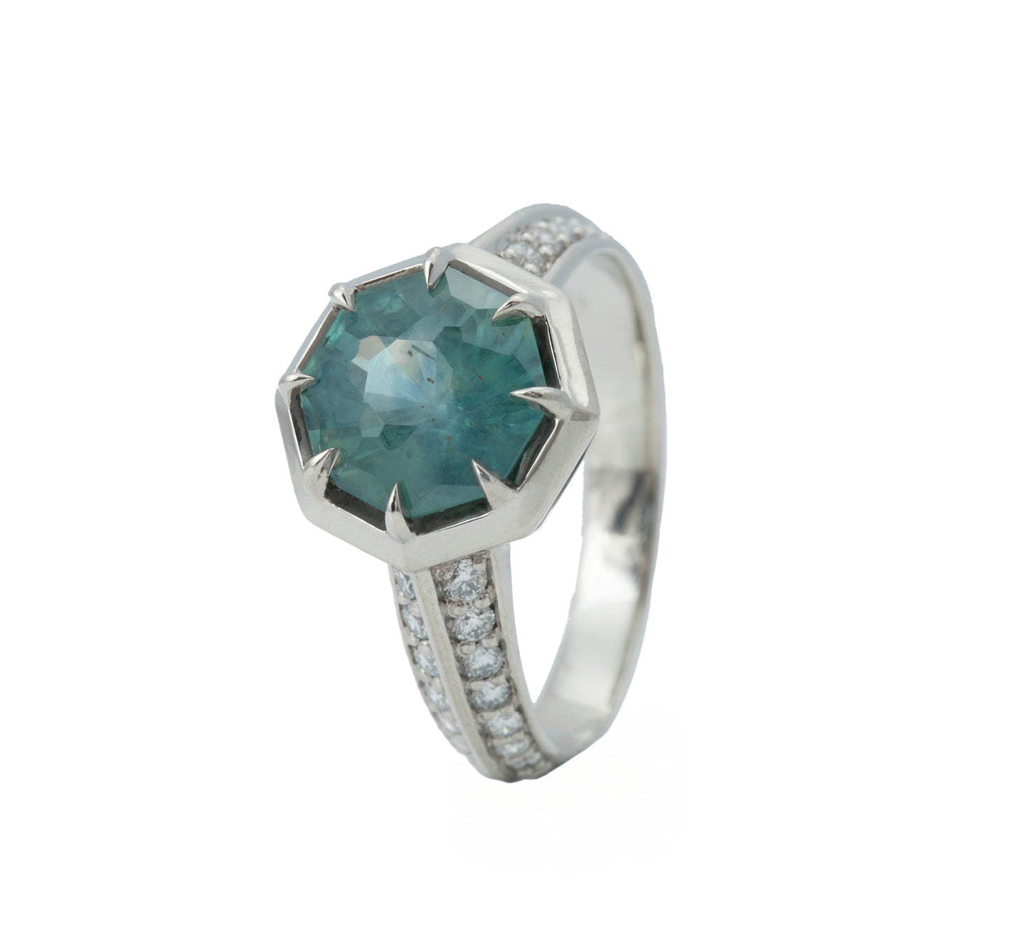 3.28ct Teal Octagon Lucille Ring