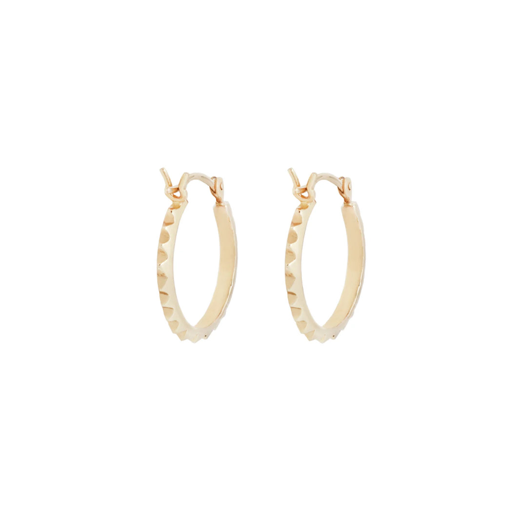 14k Yellow Pyramid Hoops 16mm with Hinge Wire