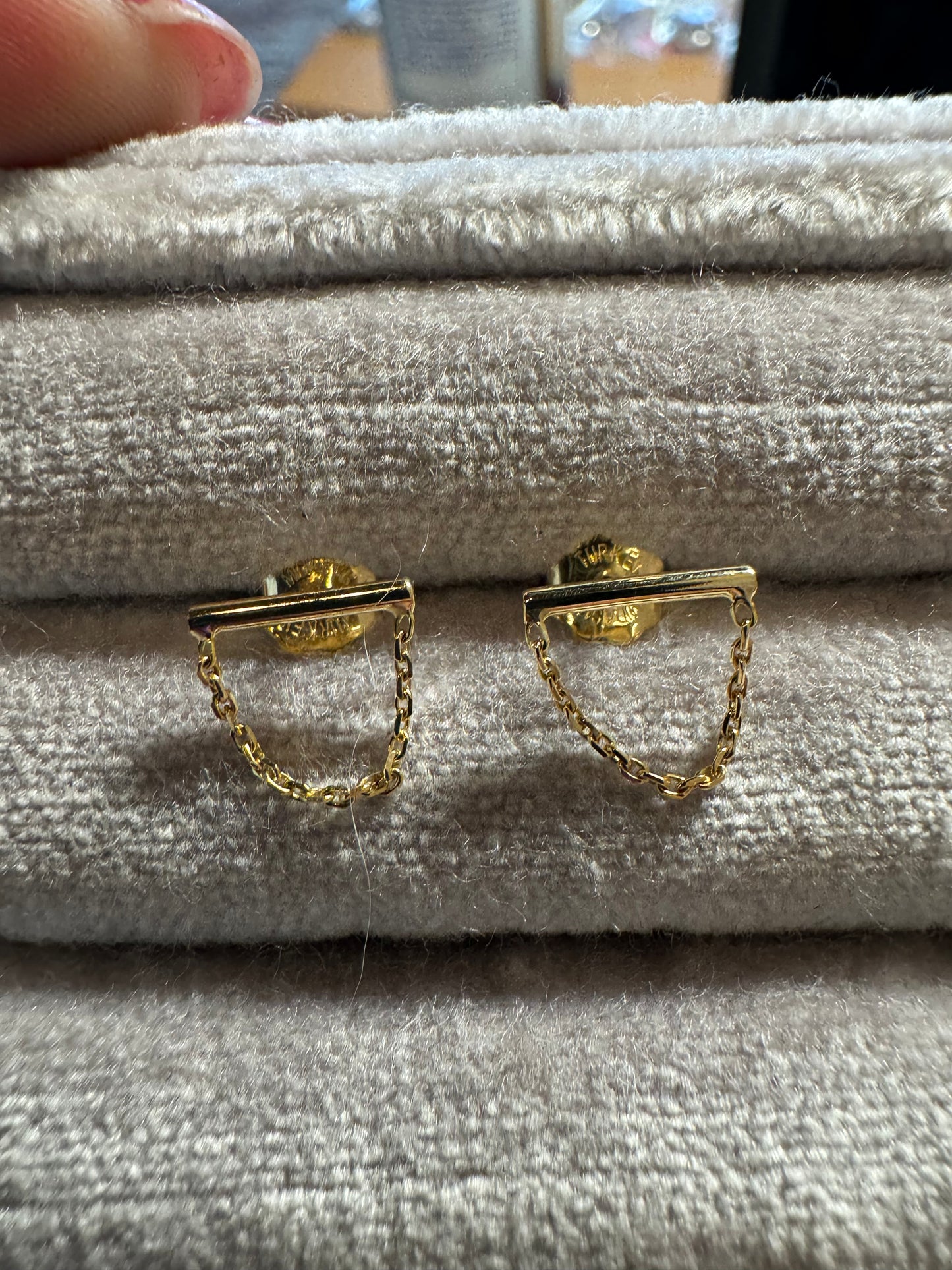 14K Yellow Draped Chain Earrings