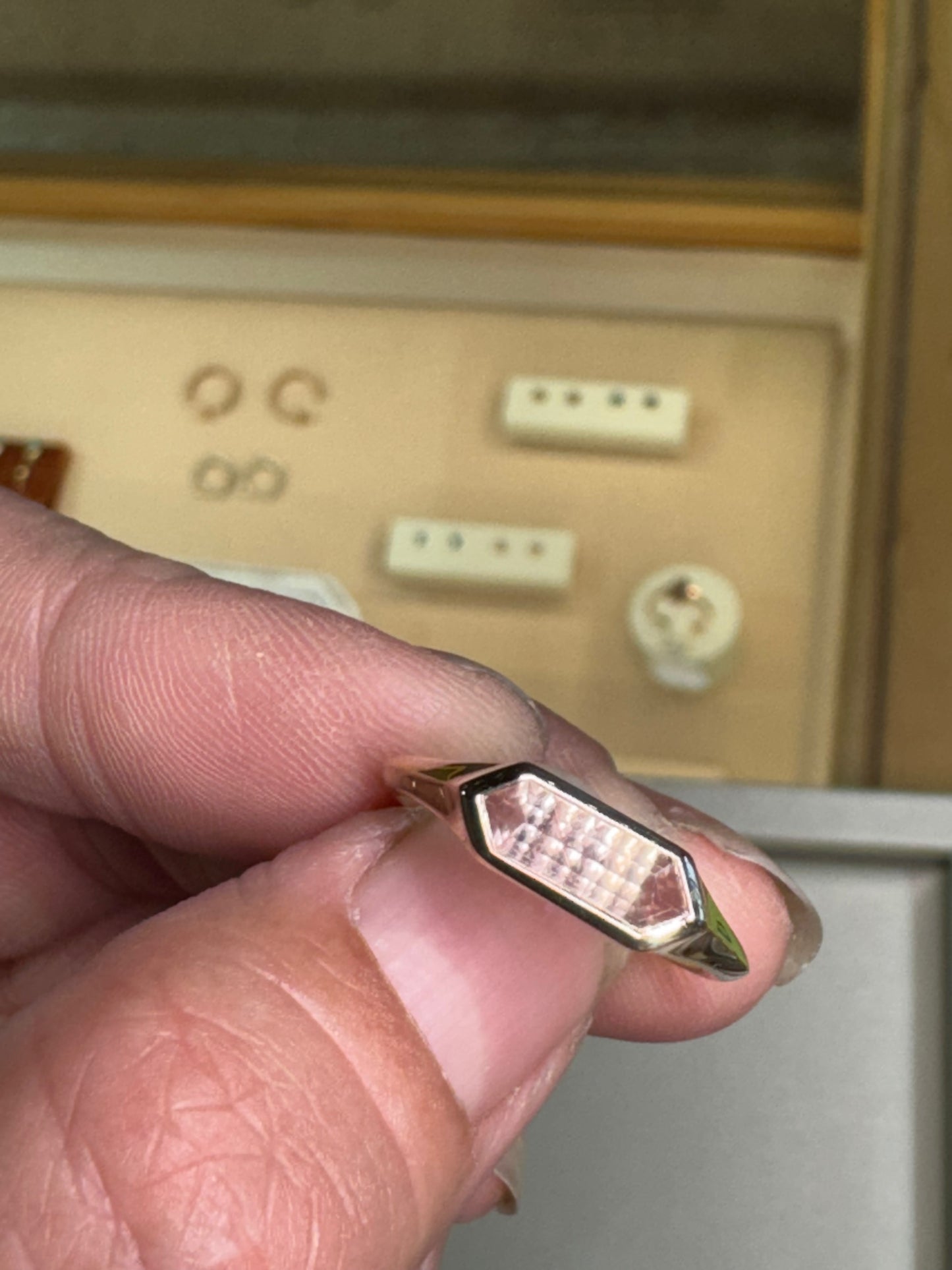 1.28ct. Elongated Hexagon Pink Sapphire Signet Ring