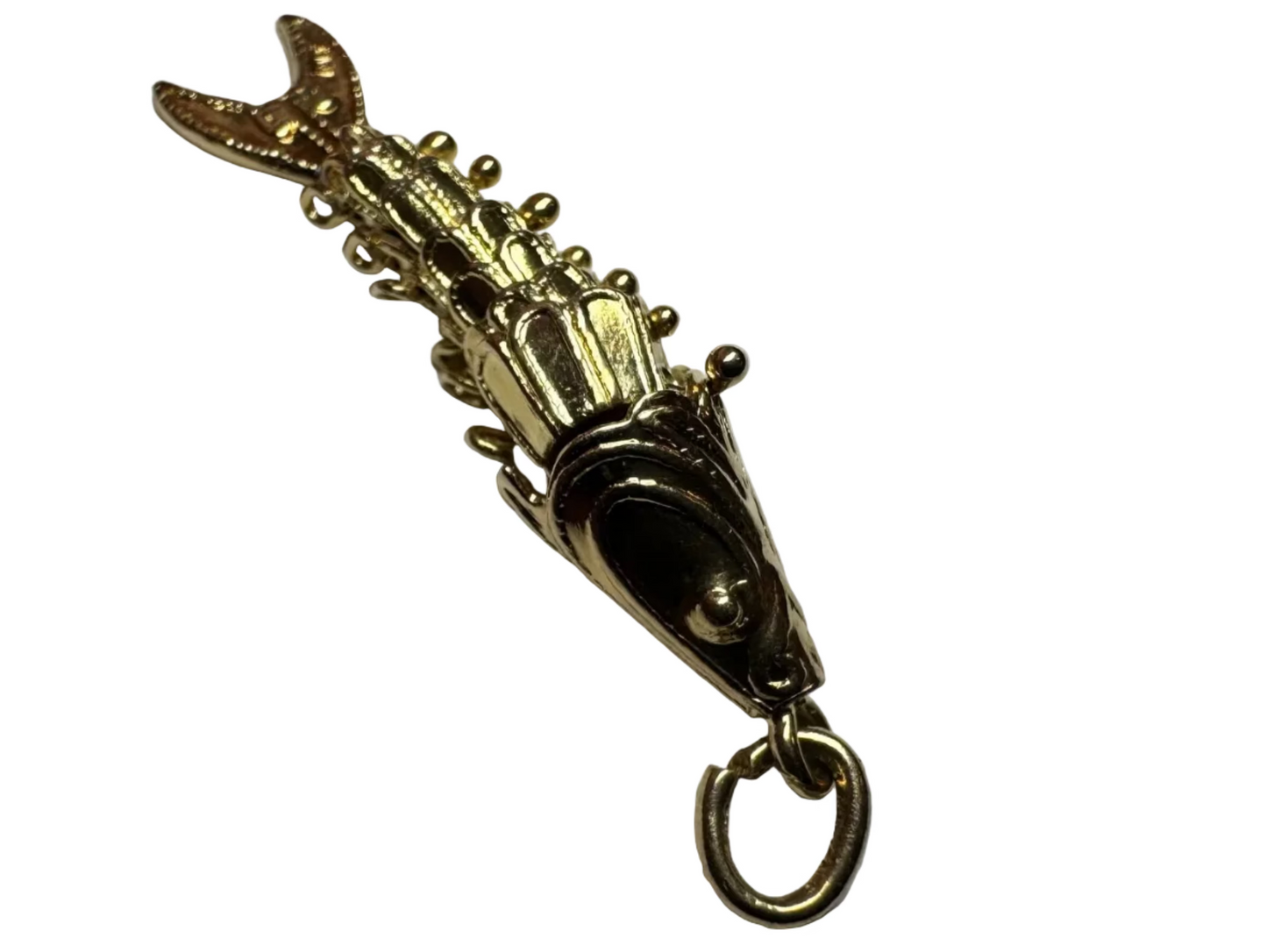 Vintage Articulated Fish Pendant 14K Yellow Gold