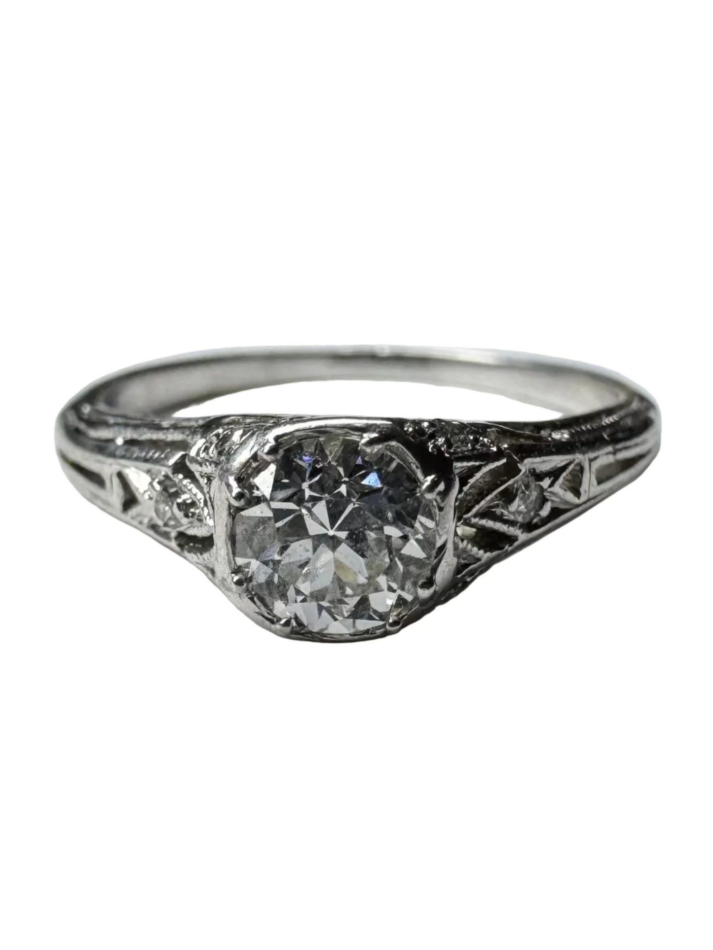 Vintage Art Deco Die Cast 0.33ct Diamond and Platinum Ring