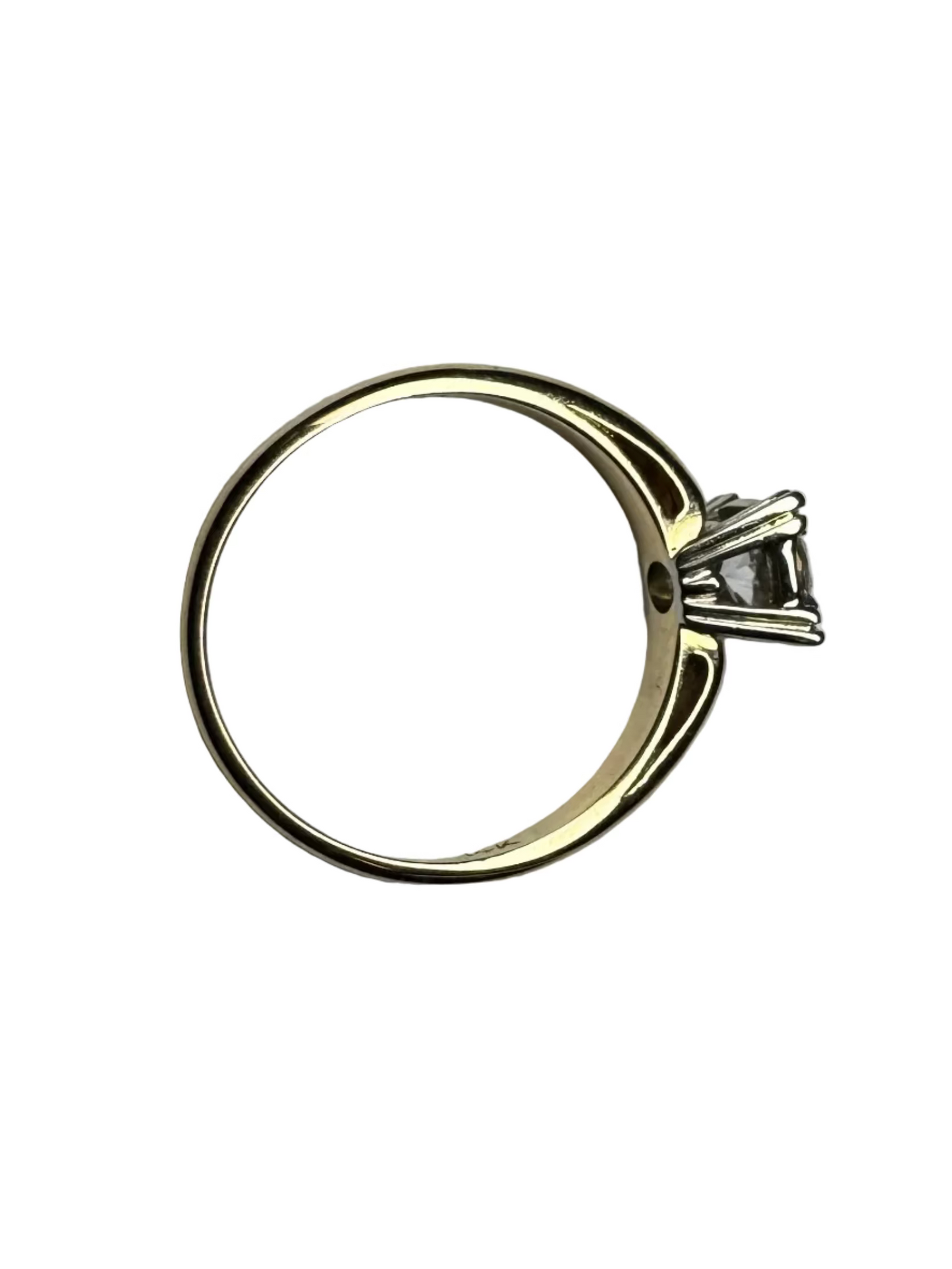 Vintage Retro 0.73ct Old European Cut Diamond Solitaire Ring 10K White Gold and 14K Yellow Gold