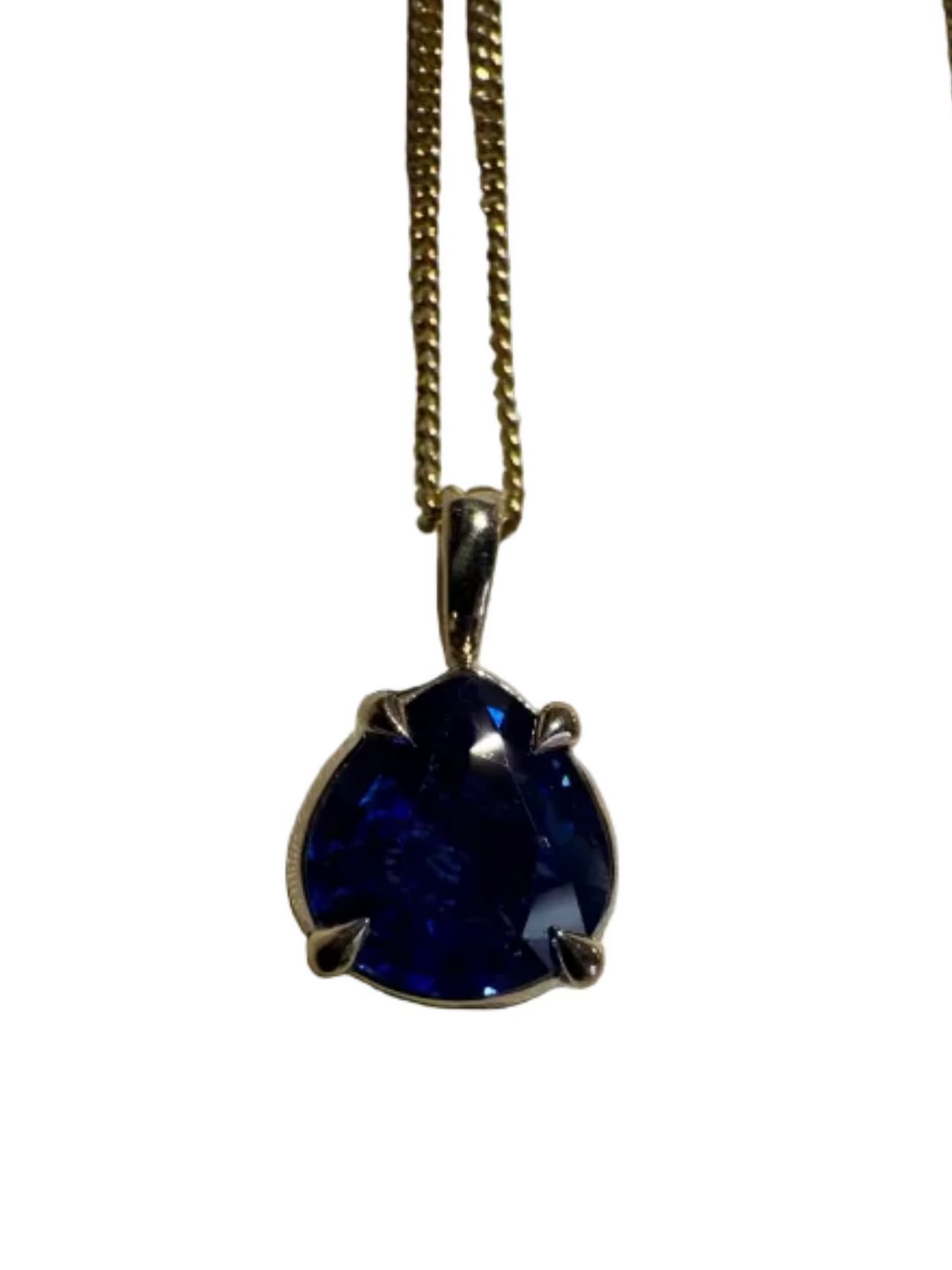 14k Yellow Gold 1.19ct Blue Sapphire Pendant