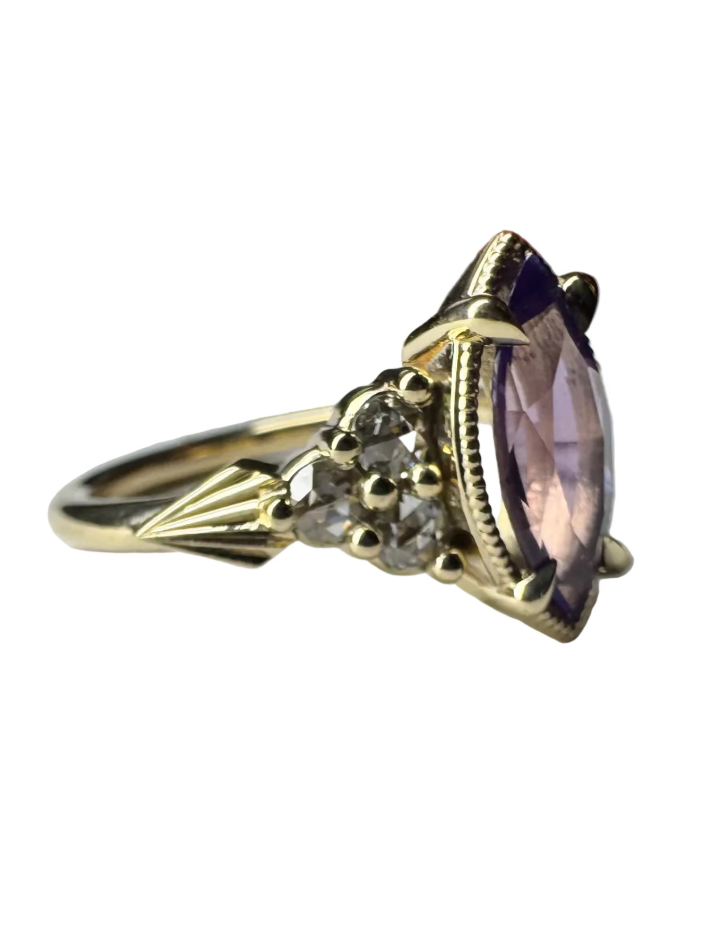 1.50ct Purple Marquise Sapphire Juniper Ring 14K Yellow Gold