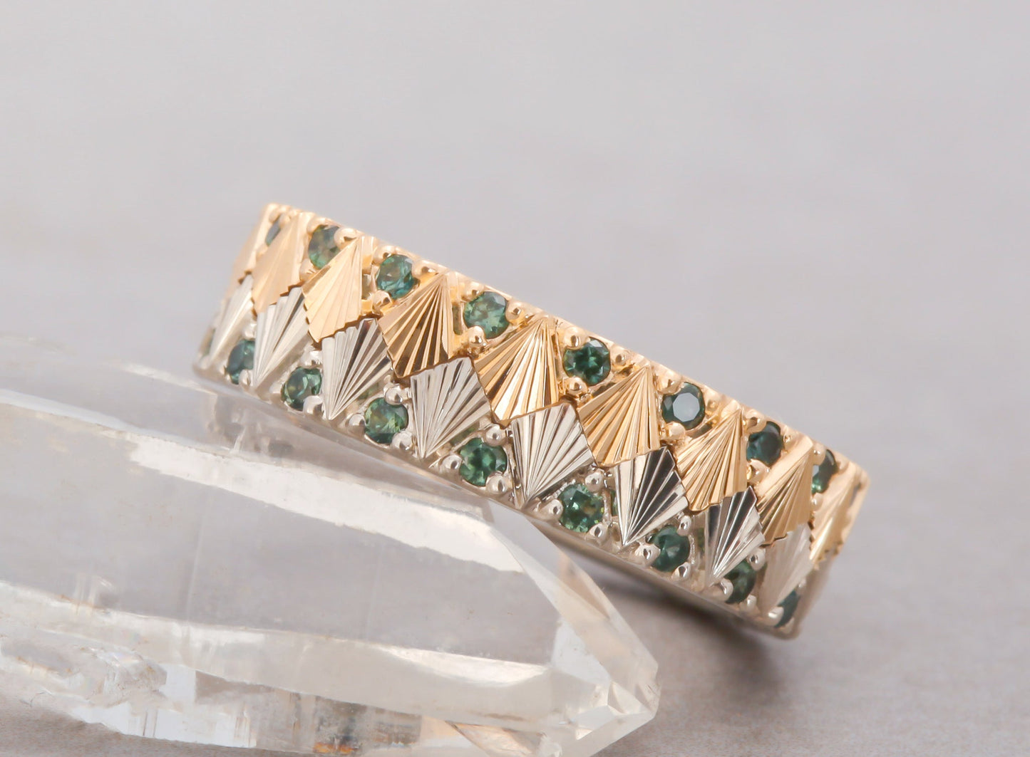 14k Yellow/White Gold Double Plume Band Size 6.75