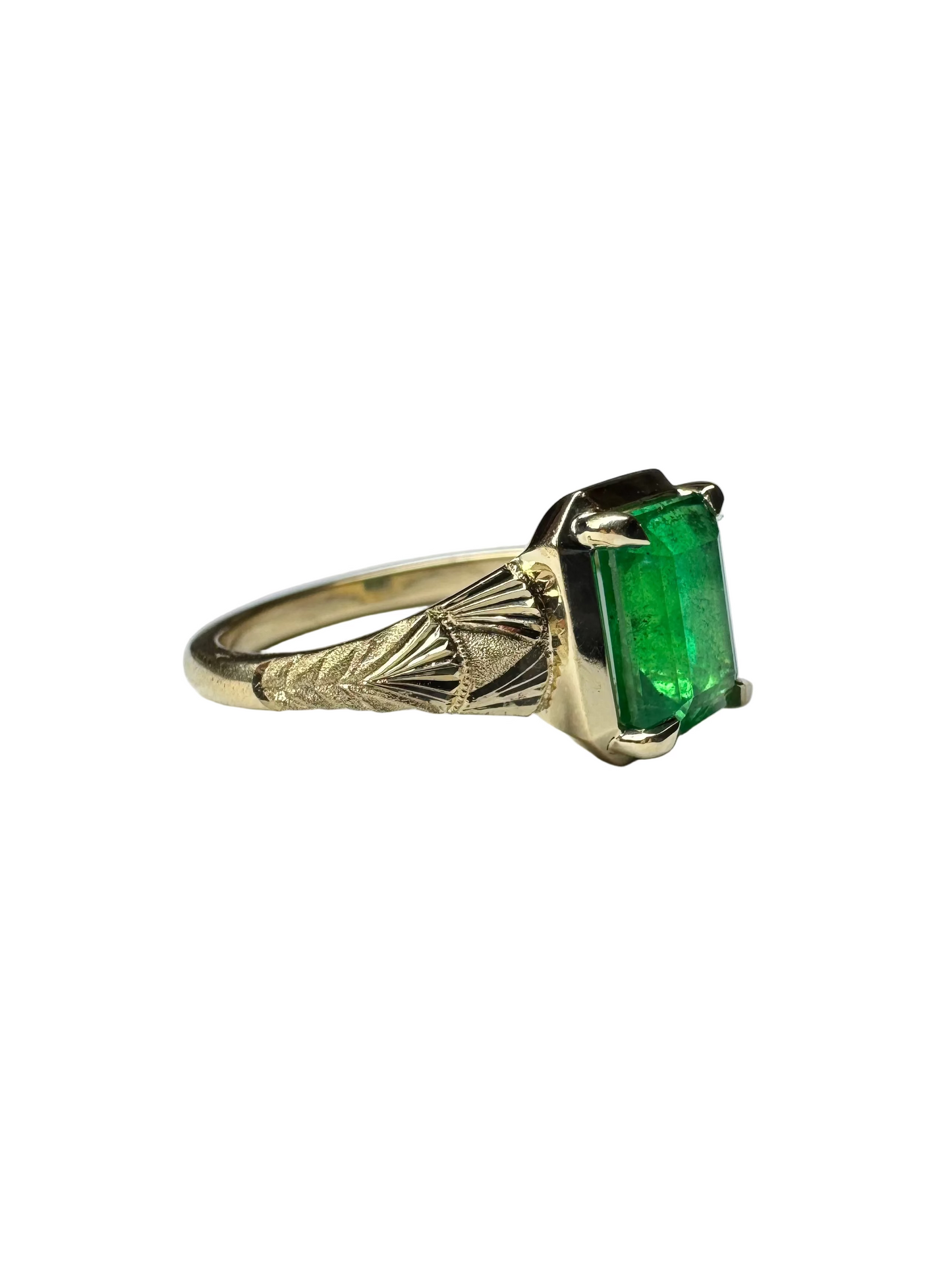 1.80ct Emerald Jasmine Ring 14K Yellow Gold