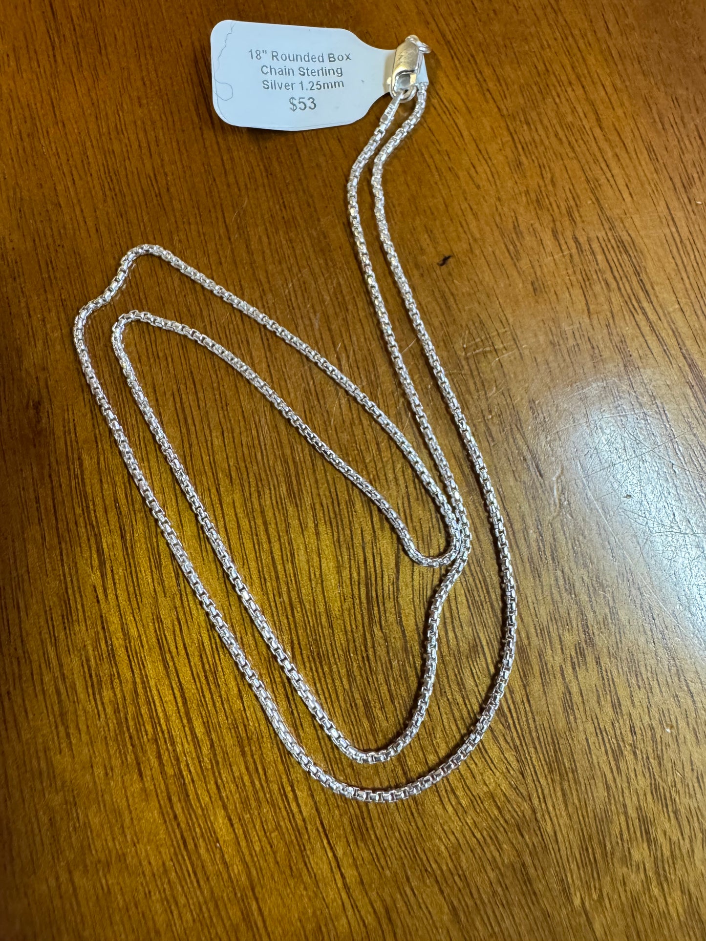 18" Rounded Box Chain SS 1.25mm