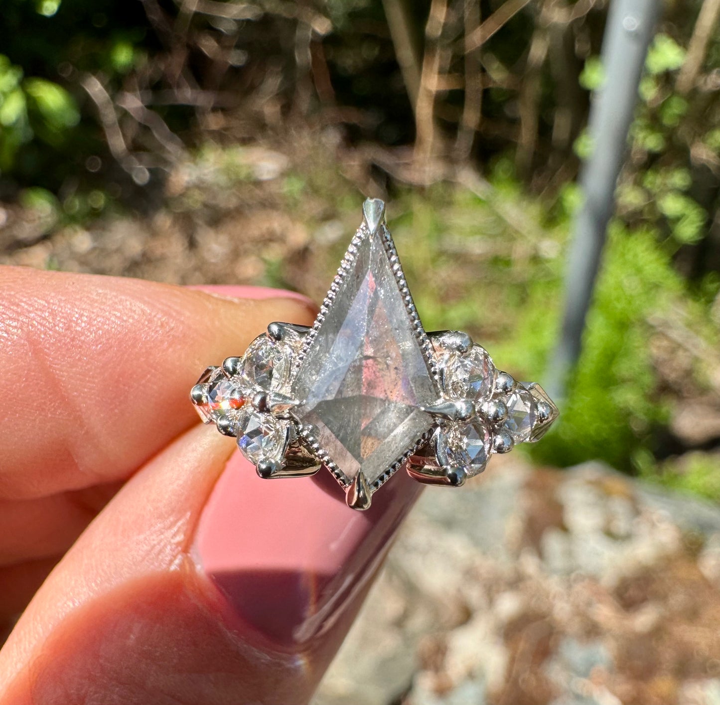 0.99ct Salt and Pepper Diamond Juniper Ring