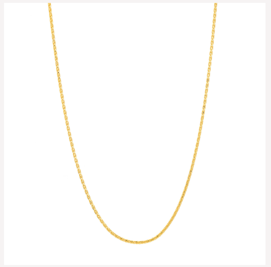 18” 14k yellow gold round wheat chain 0.85mm