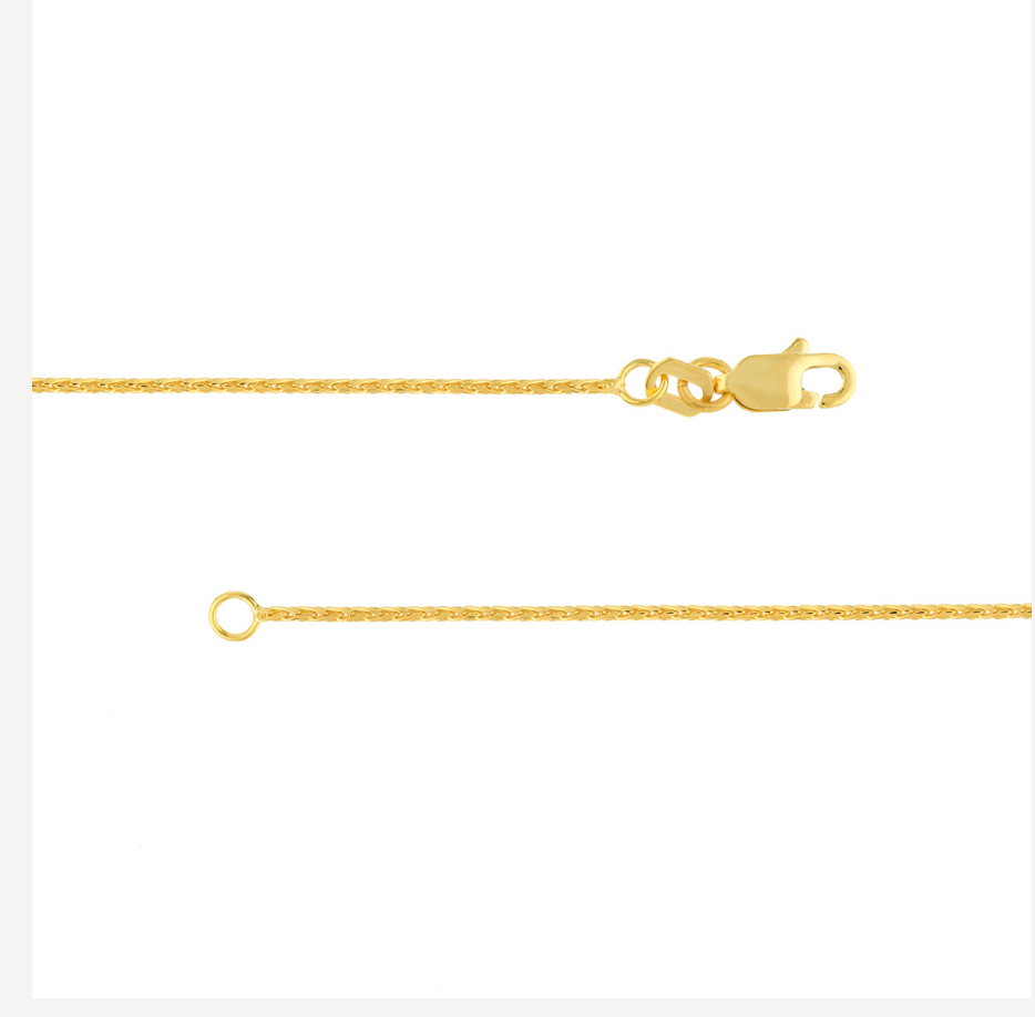 18” 14k yellow gold round wheat chain 0.85mm