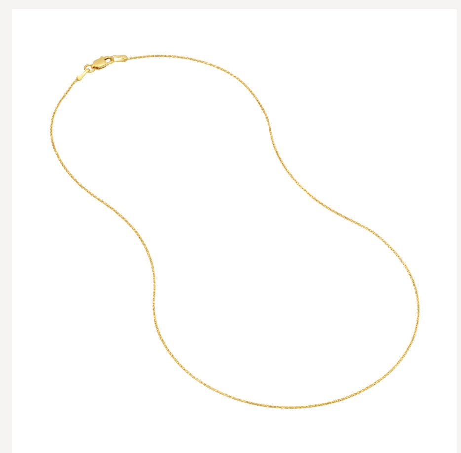 18” 14k yellow gold round wheat chain 0.85mm