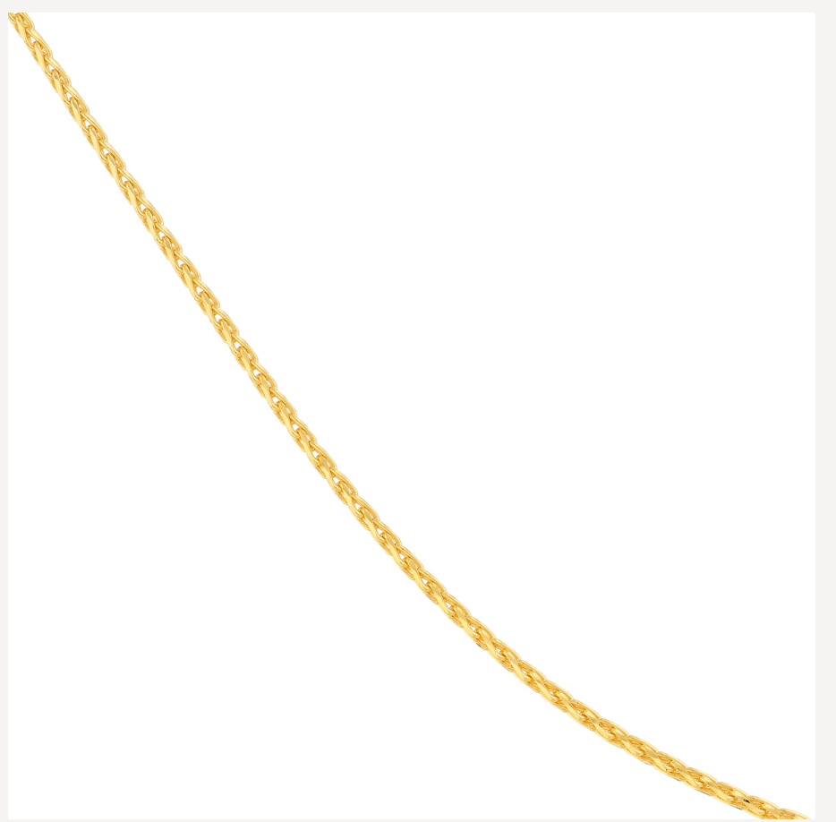 18” 14k yellow gold round wheat chain 0.85mm