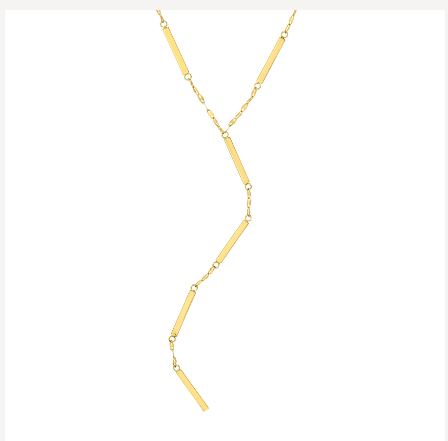 14K Yellow Gold Lariat & Forzentina Chain 18”