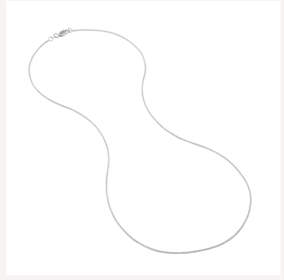 16" 1.05mm Wheat Chain 10K White Gold
