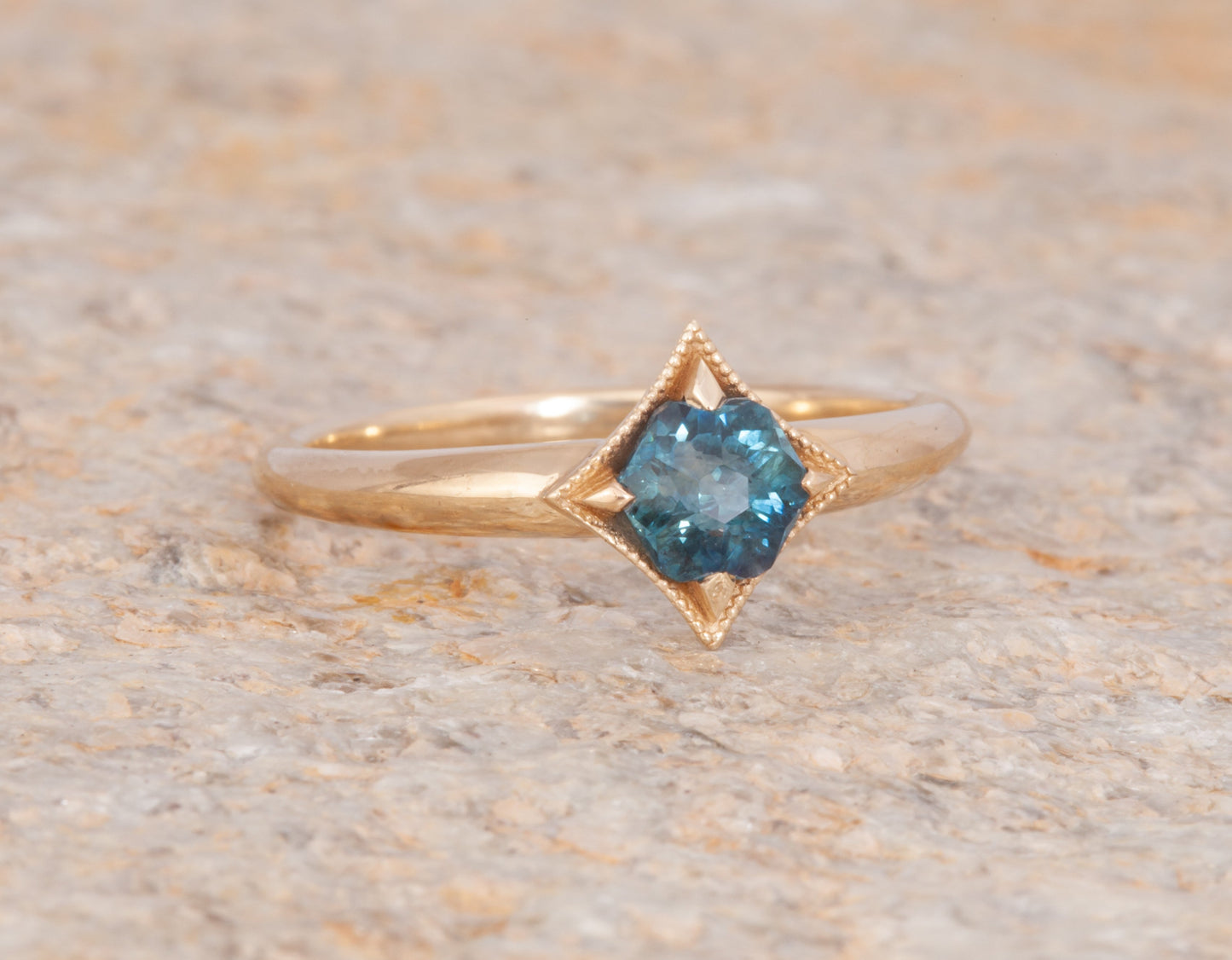 .98ct Teal Madagascar Sapphire Little Snack Ring