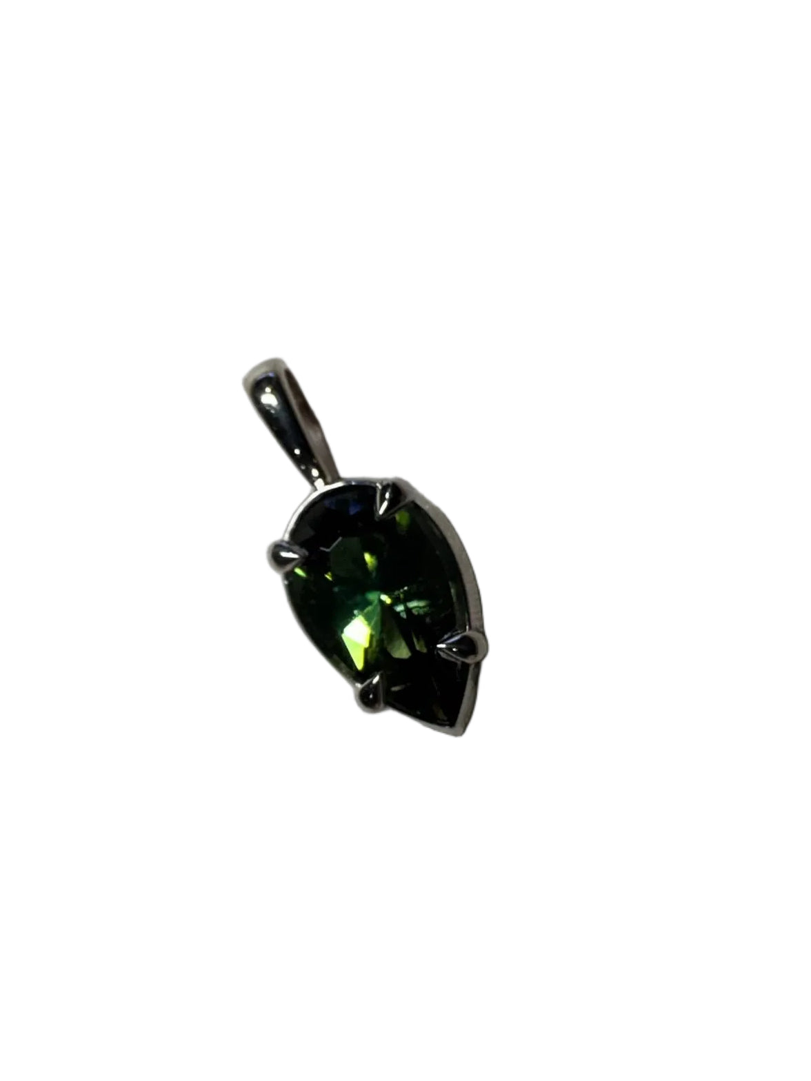 14k White Gold 0.88ct Green Tourmaline Pendant