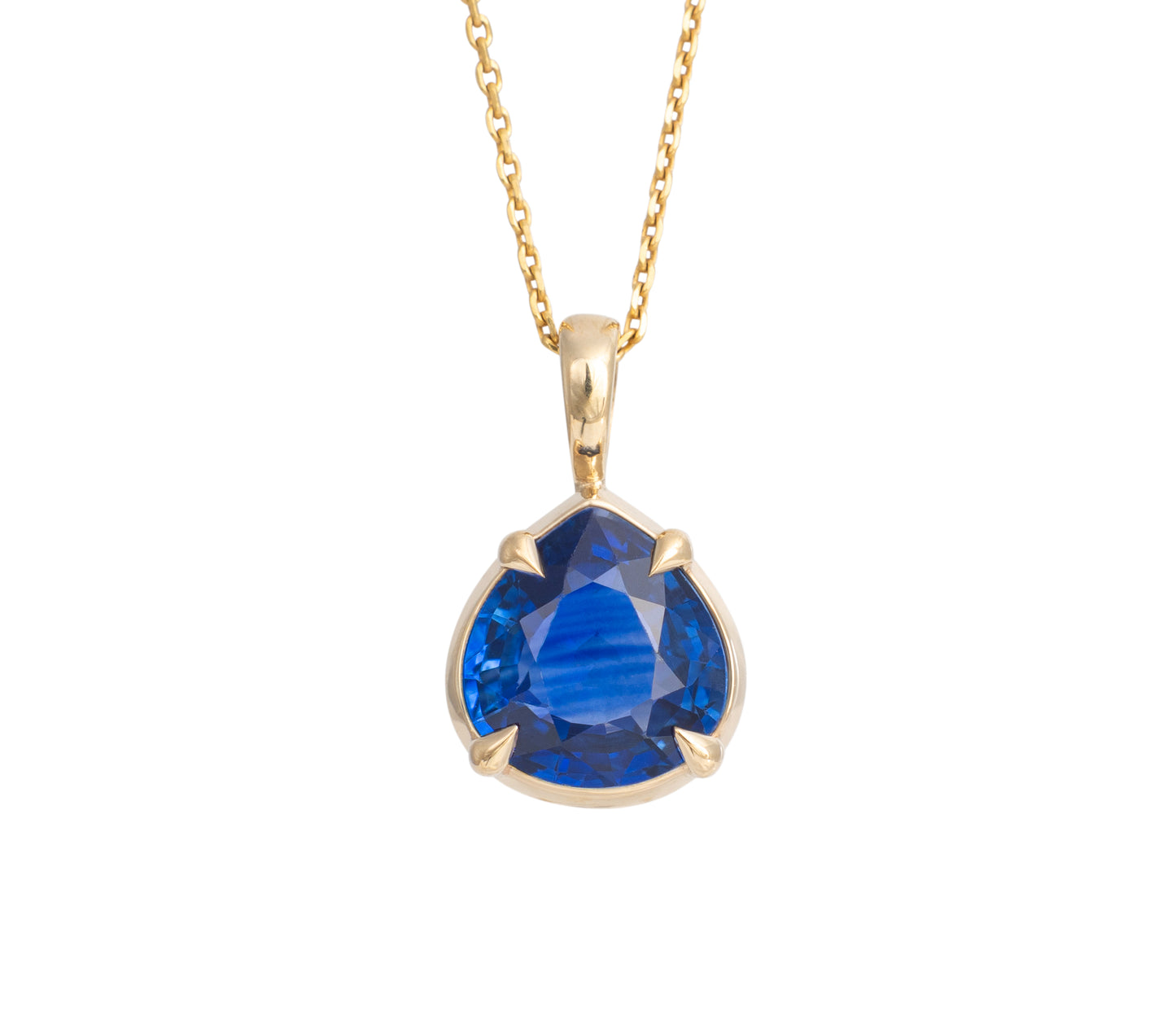 1.19ct Blue Sapphire Pear Pendant 14K Yellow Gold