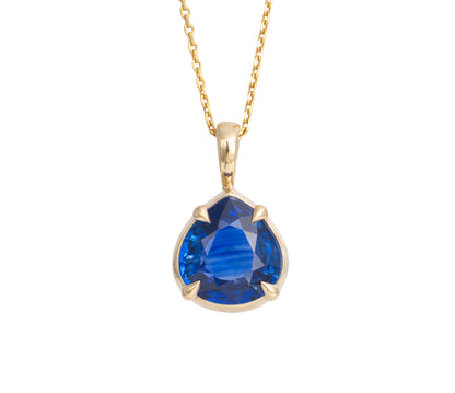 1.19ct Blue Sapphire Pear Pendant 14K Yellow Gold