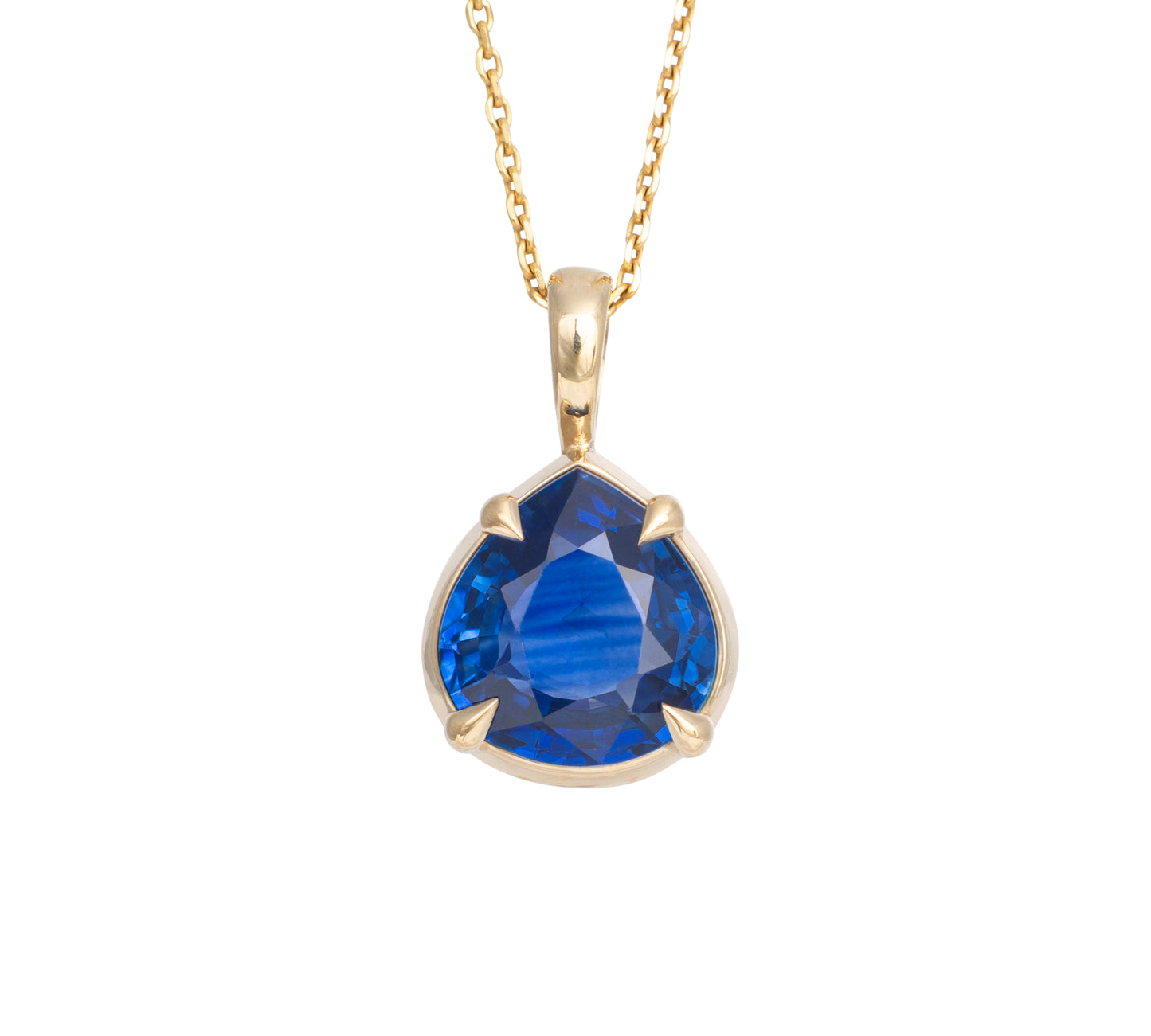 1.19ct Blue Sapphire Pear Pendant 14K Yellow Gold