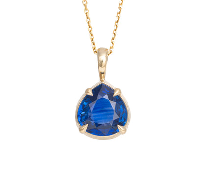 1.19ct Blue Sapphire Pear Pendant 14K Yellow Gold
