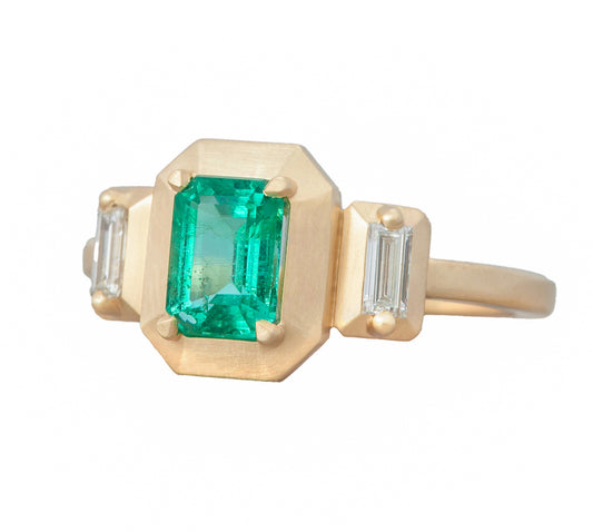 Three stone emerald Audrey ring