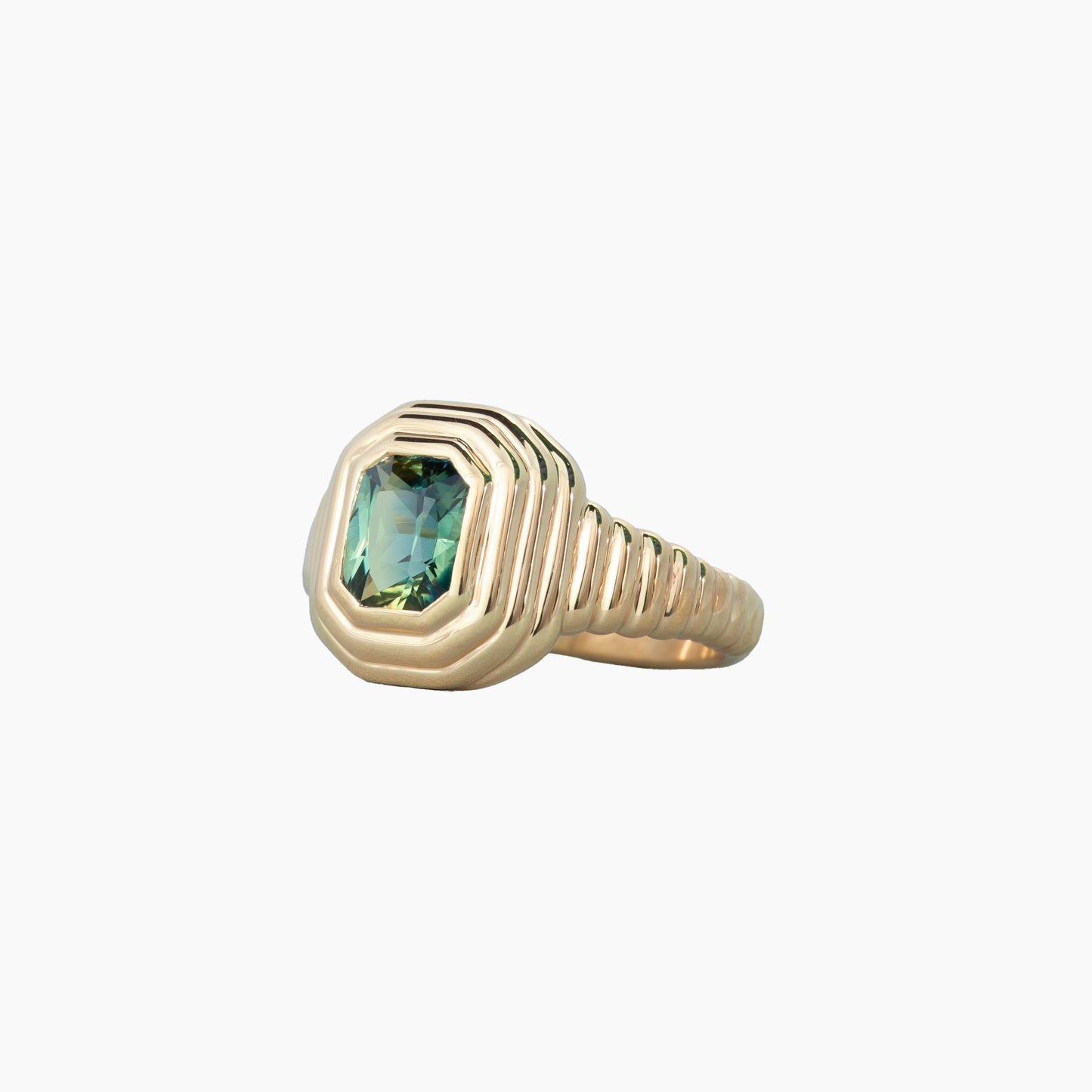 Teal Sapphire Rectangular Marg's Ripple Signet