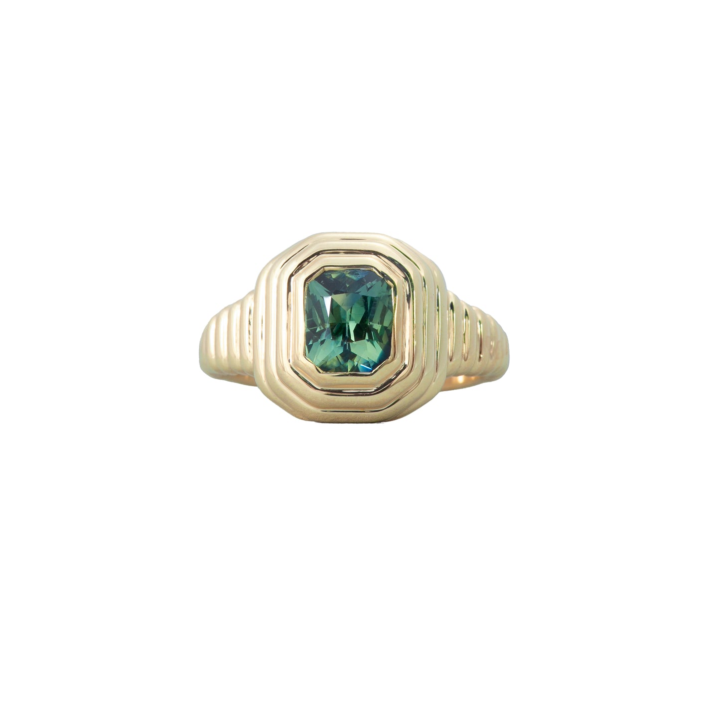 Teal Sapphire Rectangular Marg's Ripple Signet