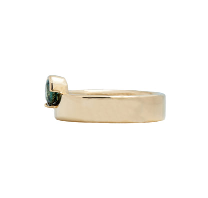 14k Yellow Gold Wide Riley Band with Teal Montana Sapphire
