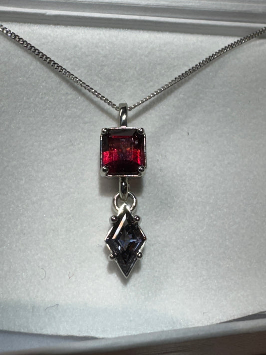 Tourmaline and Spinel Pendant 14k white