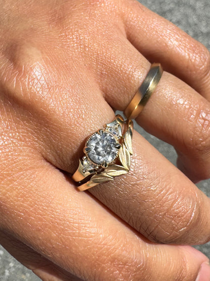 1.05ct Grey Diamond Caraway with Diamond Triangles