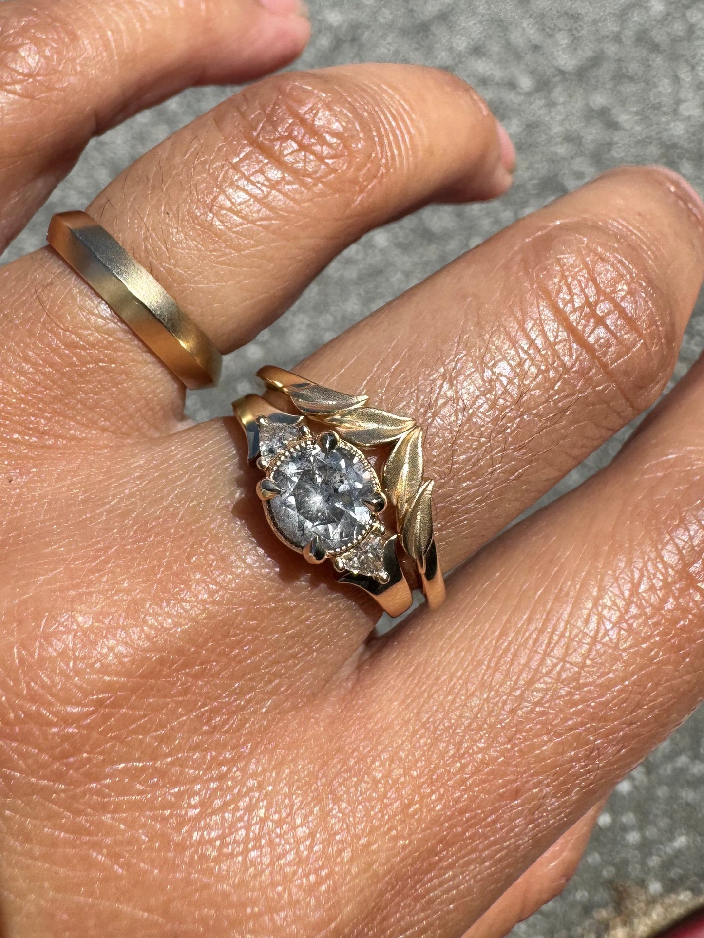 1.05ct Grey Diamond Caraway with Diamond Triangles
