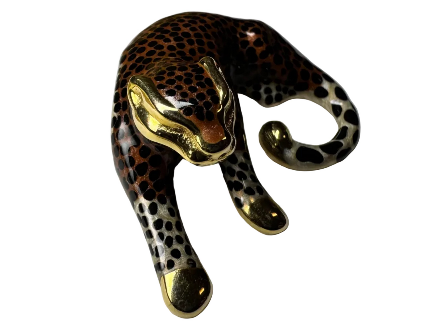 Vintage Enamel Leopard Slider Pendant