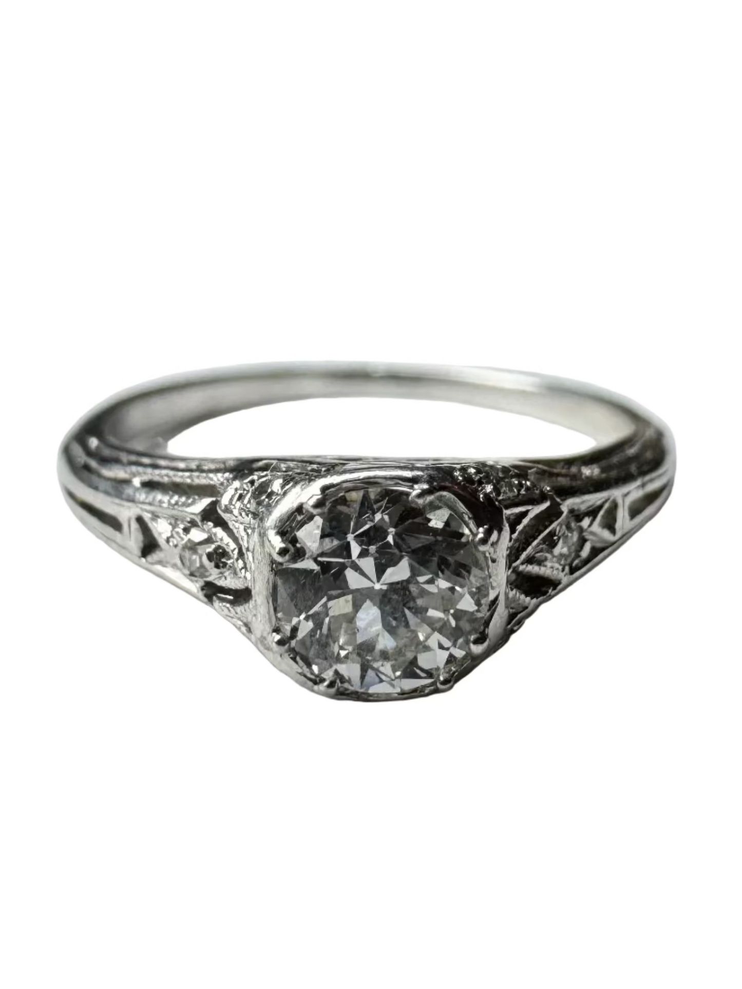 Vintage Art Deco Die Cast 0.33ct Diamond and Platinum Ring