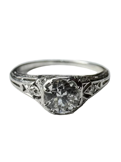 Vintage Art Deco Die Cast 0.33ct Diamond and Platinum Ring