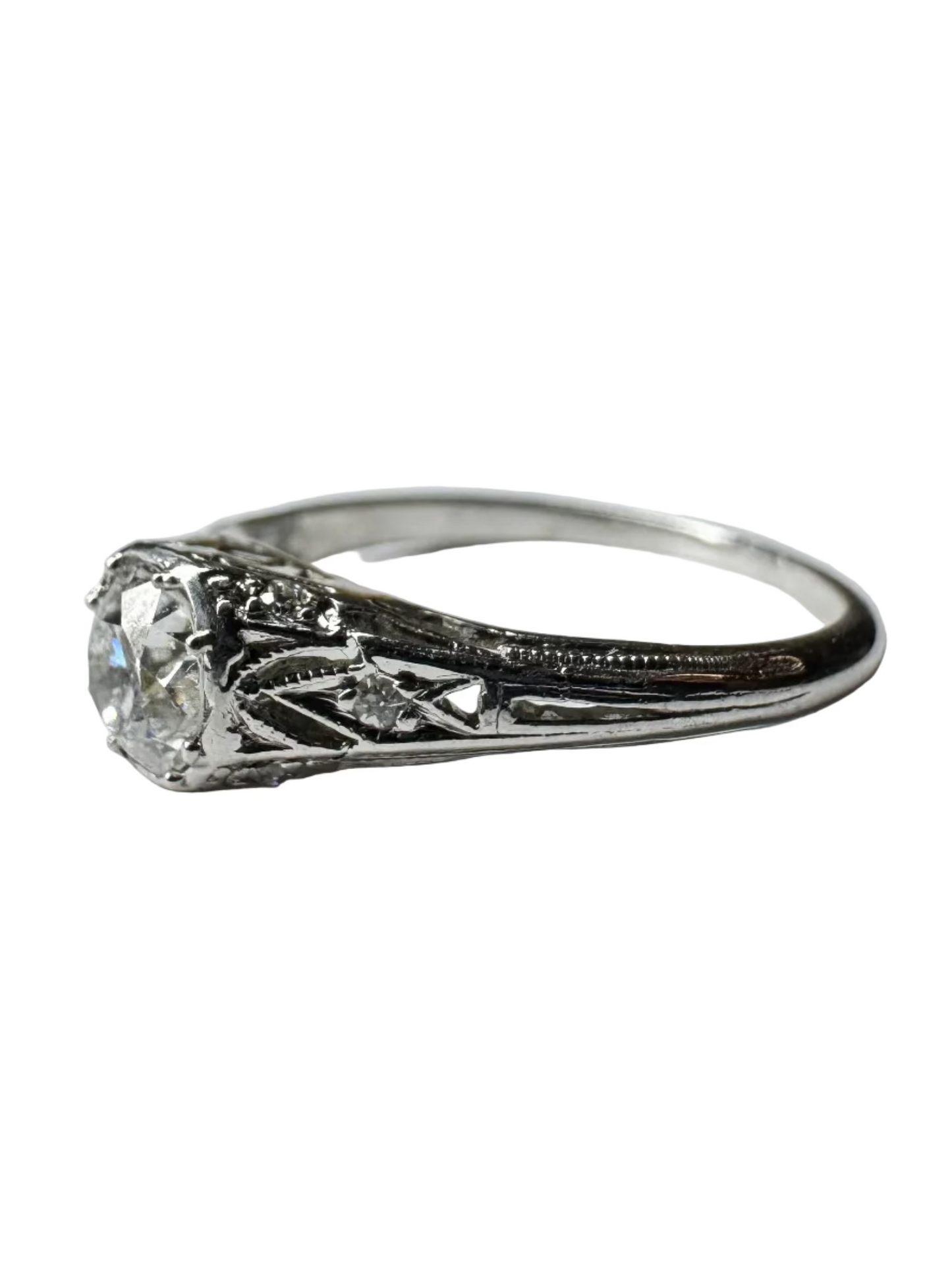 Vintage Art Deco Die Cast 0.33ct Diamond and Platinum Ring