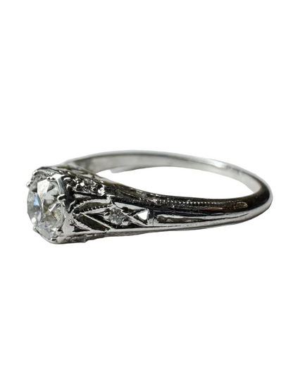 Vintage Art Deco Die Cast 0.33ct Diamond and Platinum Ring