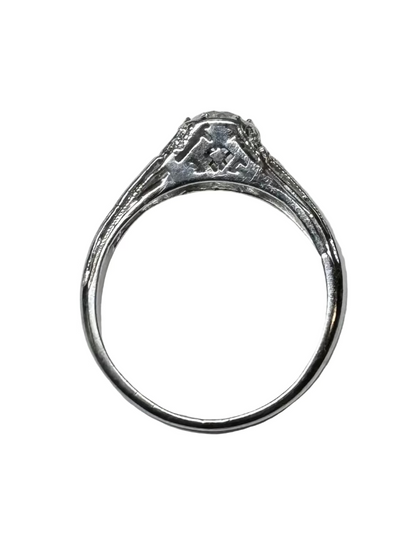 Vintage Art Deco Die Cast 0.33ct Diamond and Platinum Ring