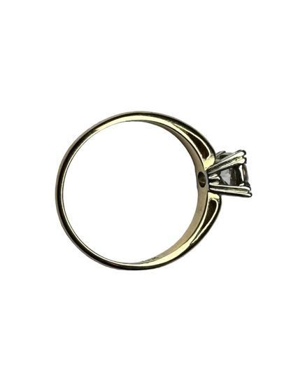 Vintage Retro 0.73ct Old European Cut Diamond Solitaire Ring 10K White Gold and 14K Yellow Gold