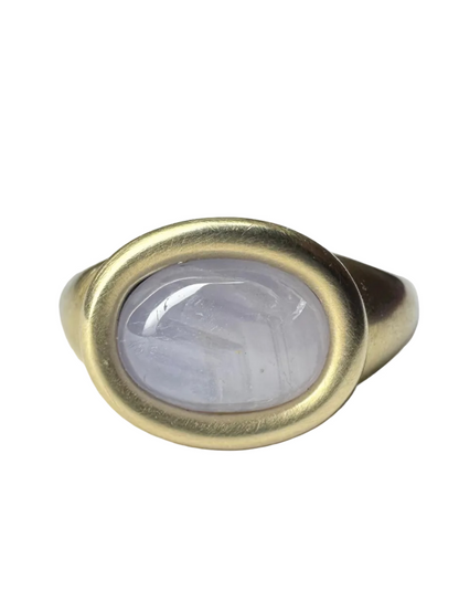 4.24ct Lavender Star Sapphire Cabochon East West Rosetta Ring 14K Yellow Gold