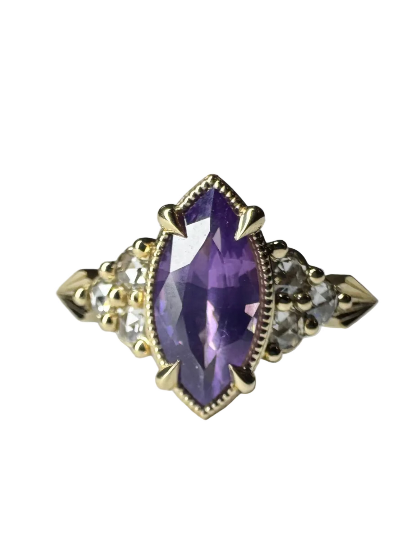 1.50ct Purple Marquise Sapphire Juniper Ring 14K Yellow Gold